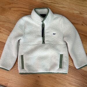 Vineyard Vines Kids Cream and Green Fleece Hoodie